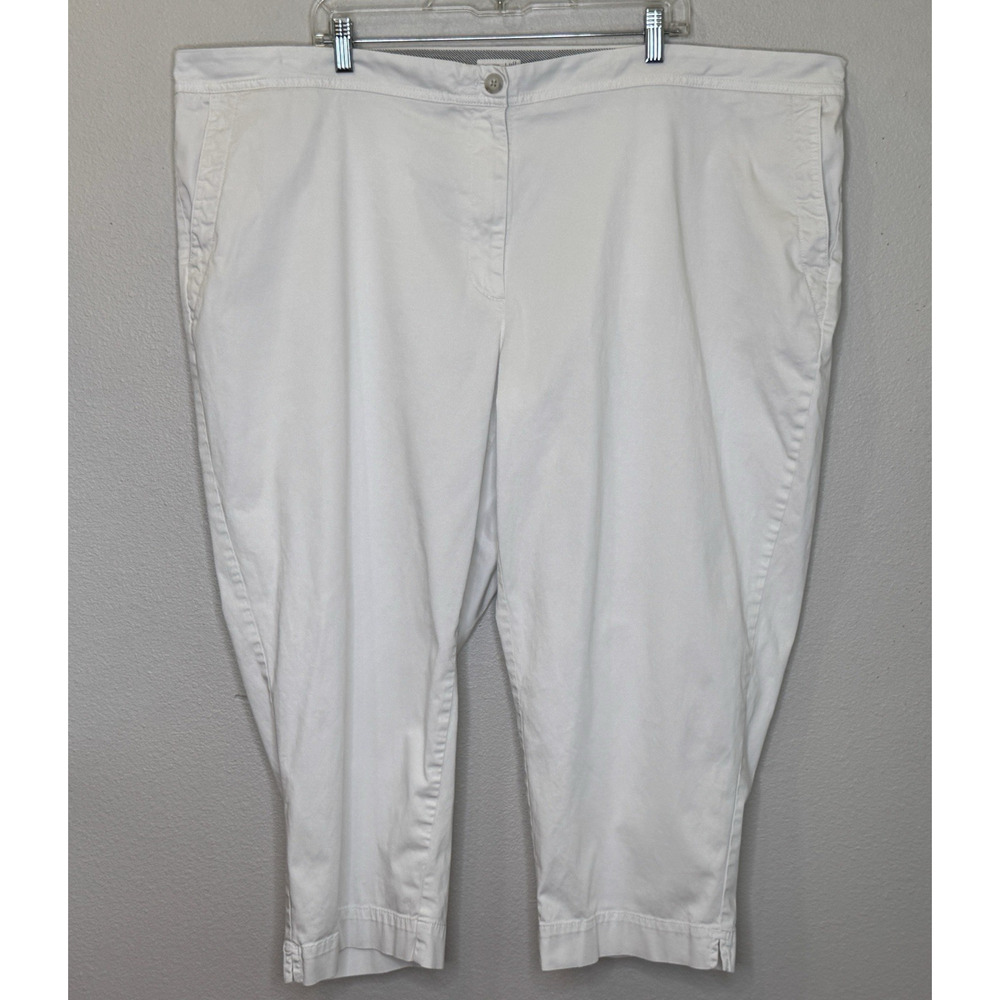 J.Jill Live In Chino Cropped Pants Women's Size 28 White‎ Cotton Blend Stretch